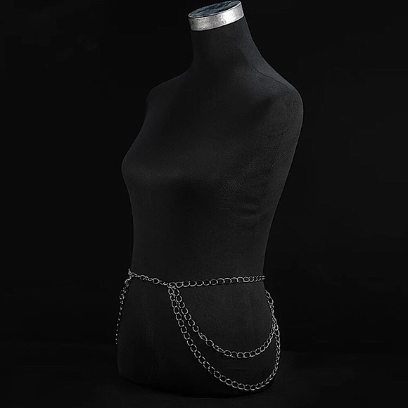 Silver metal belly belt chain - Picture 3 of 9